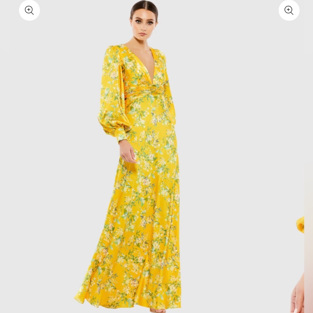Mac Duggal Floral V-neck gown